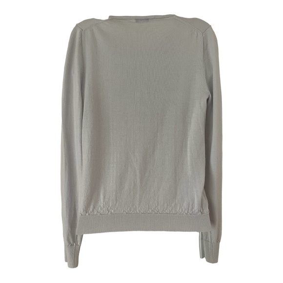 J.CREW Gray RUFFLED Button Front MERINO Wool PULLOVER Sweater sz: XS (preowned) - Picture 2 of 8